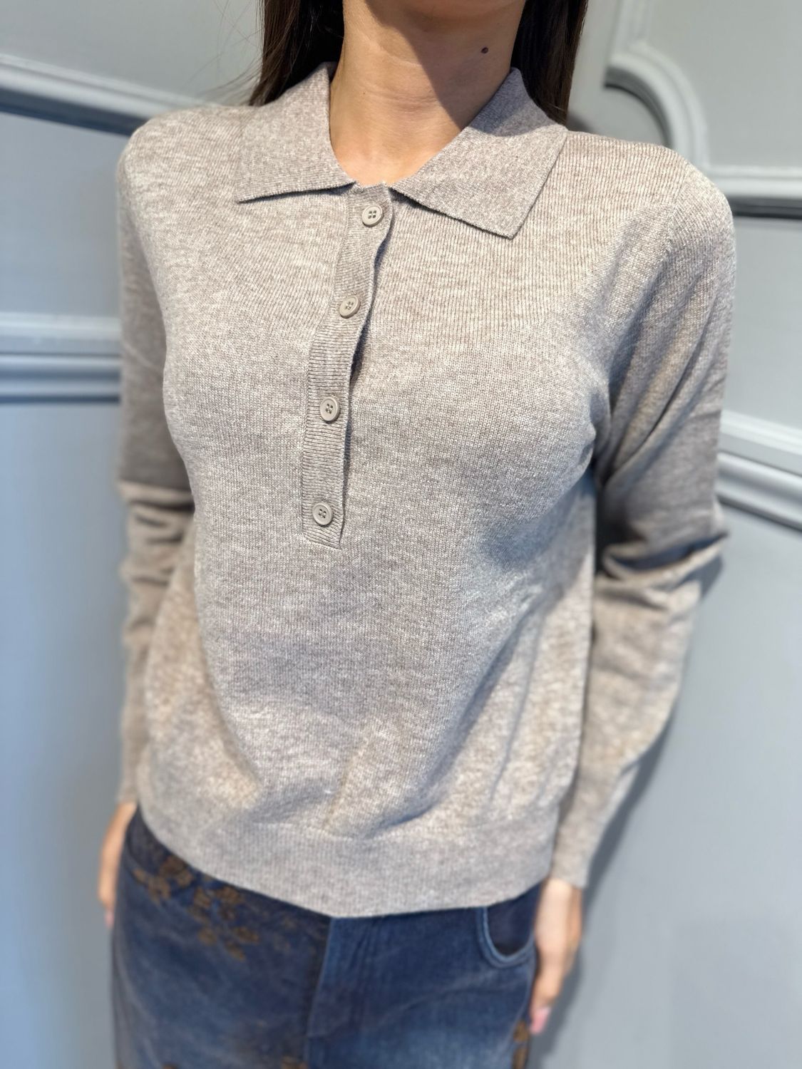 MOTEL - maglia polo in pura lana I26WL1028 beige