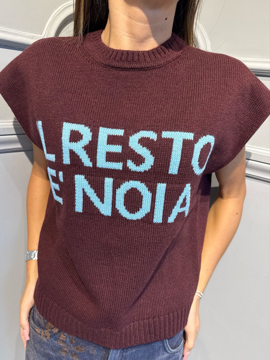 TENSIONE IN - gilet in maglia il resto è noia W6HMT12A400 bordeaux/celeate