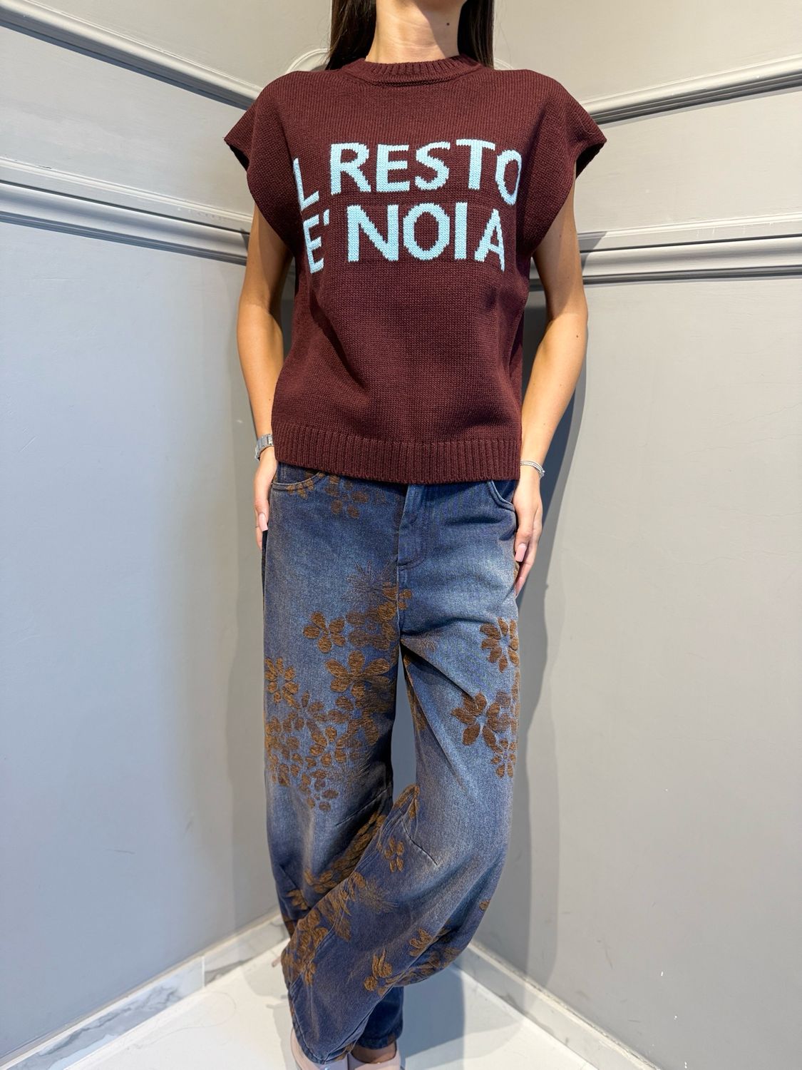 TENSIONE IN - gilet in maglia il resto è noia W6HMT12A400 bordeaux/celeate