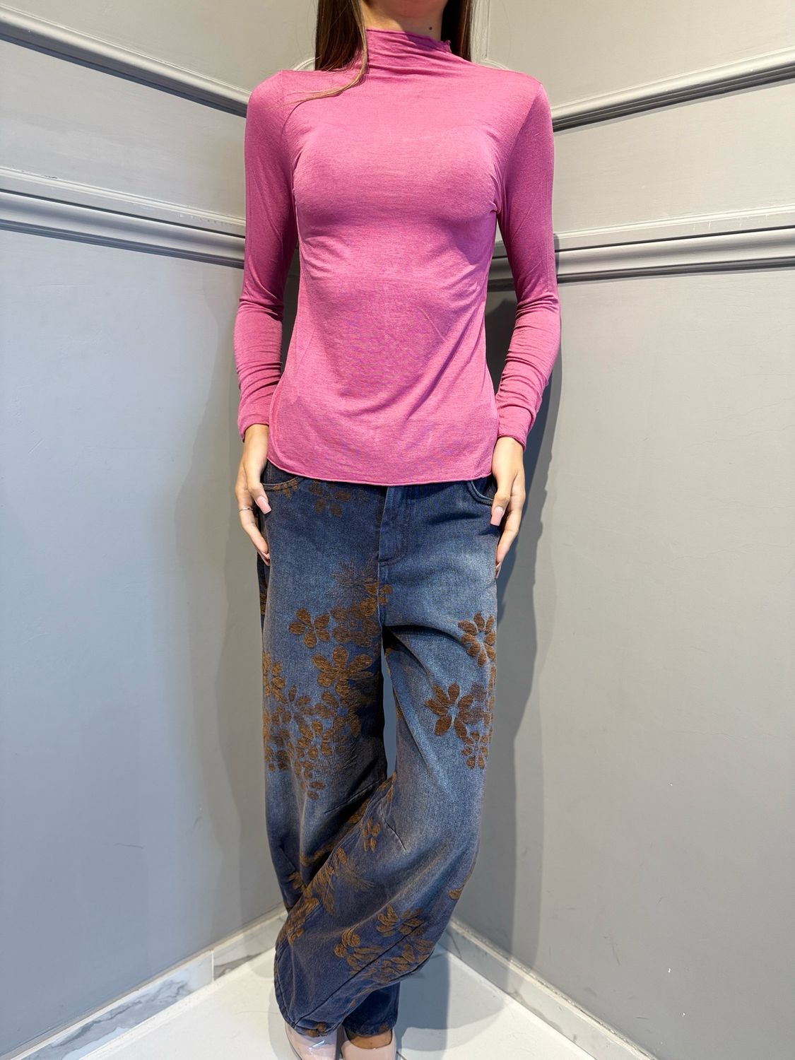 HAVE ONE - maglia collo cratere in misto cashmere MJS-R120 orchidea