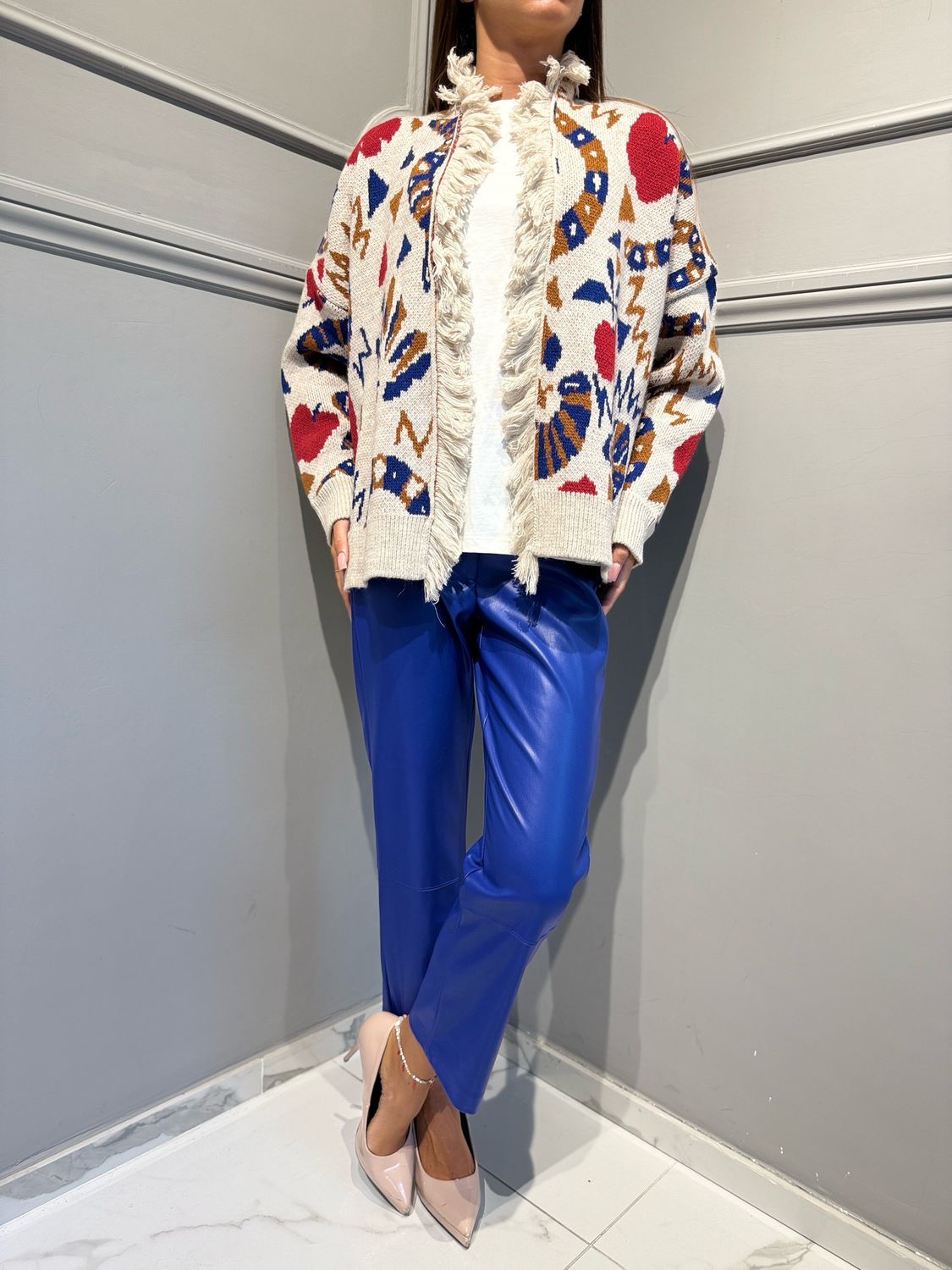 MOTEL - cardigan serpenti W6HMG83A400 bluette/rosso