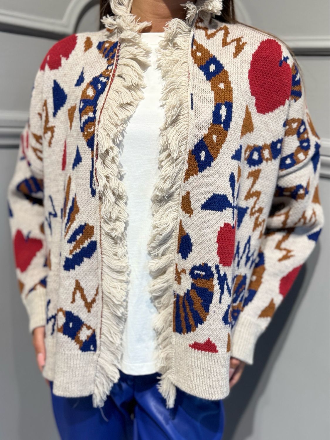 MOTEL - cardigan serpenti W6HMG83A400 bluette/rosso