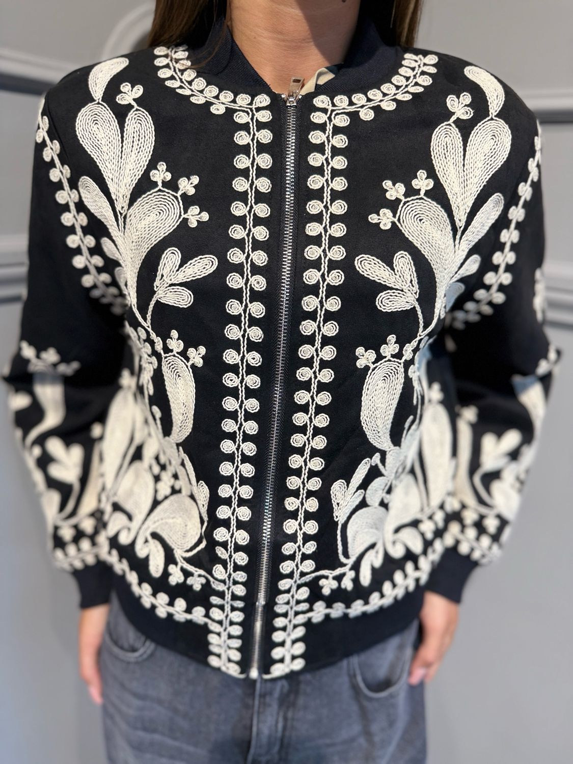 TENSIONE IN - giacca bomber ricami BH508626 nero