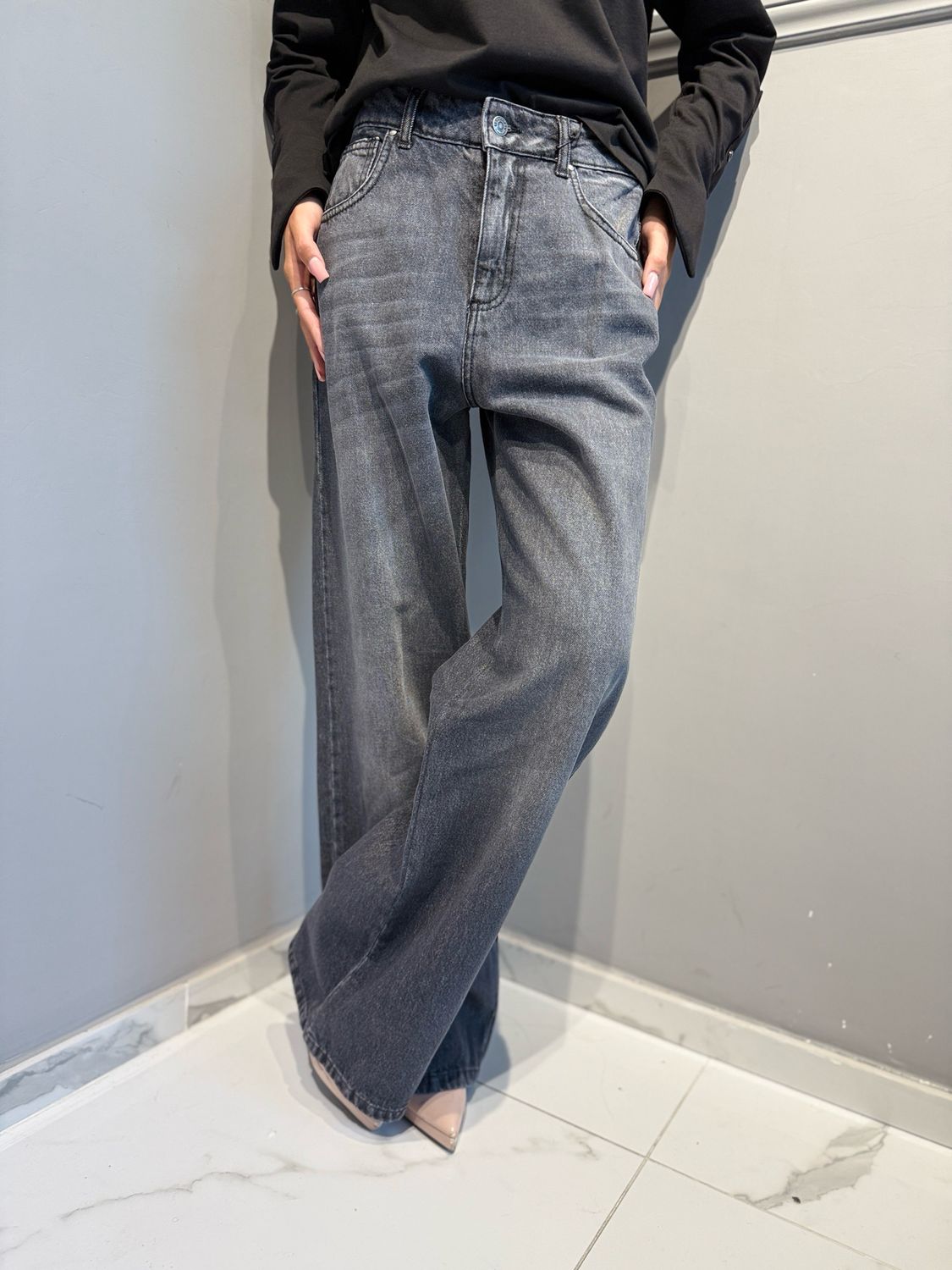 TENSIONE IN  - jeans con tasche toppa P367-J145-Z158CAMP GRIGIO/moro