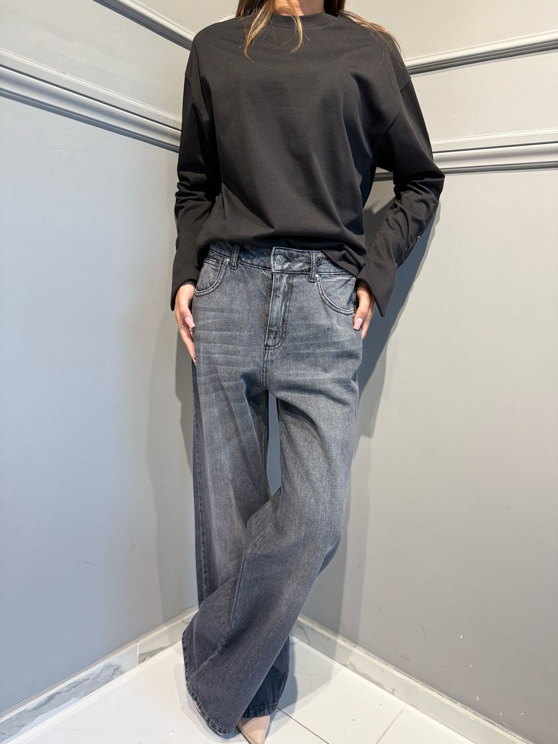 TENSIONE IN  - jeans con tasche toppa P367-J145-Z158CAMP GRIGIO/moro