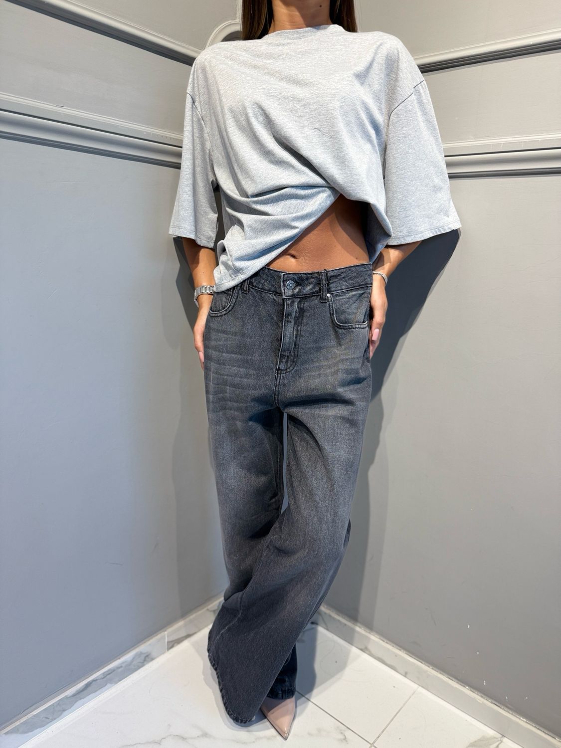TENSIONE IN - t-shirt ripresa grigio mélange FW260067
