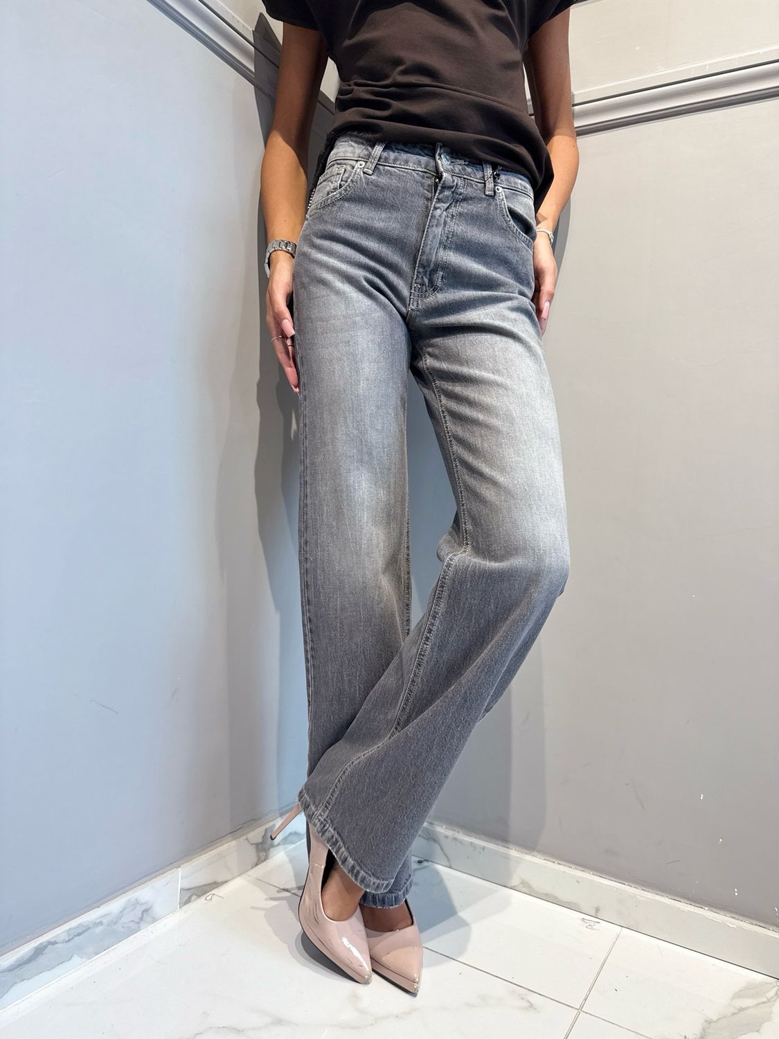 HAVE INE - jeans dritto BERRY PGZR050 denim grigio