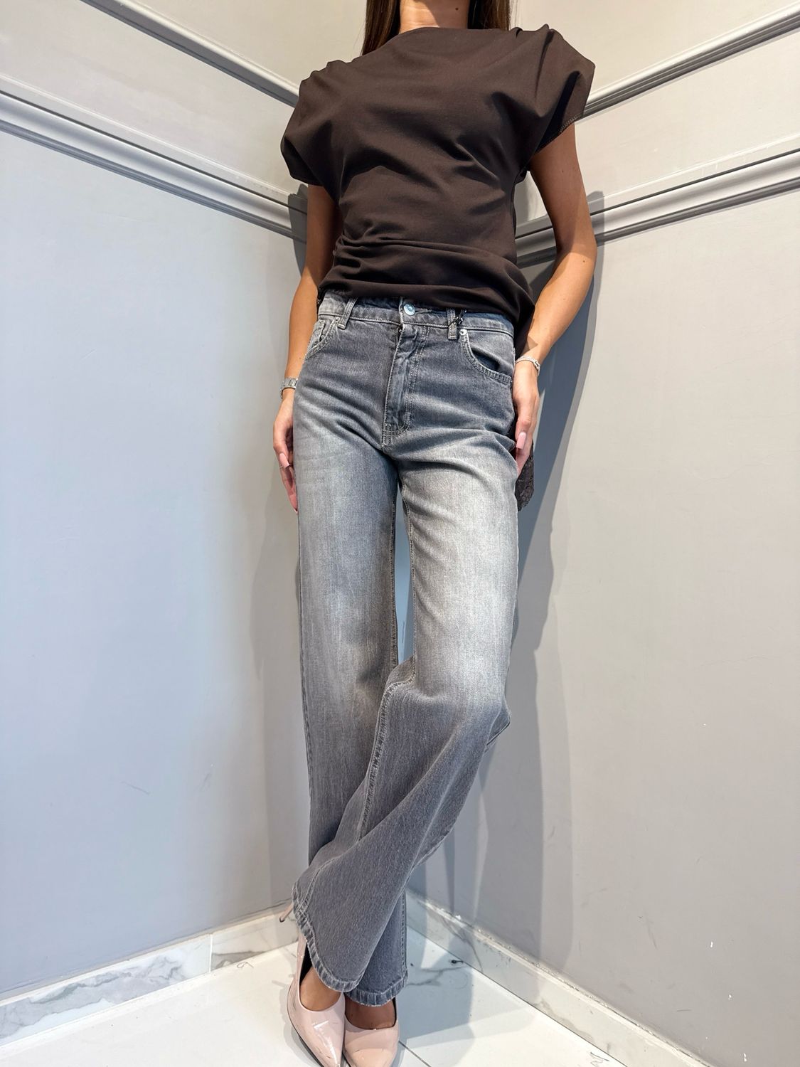 HAVE INE - jeans dritto BERRY PGZR050 denim grigio