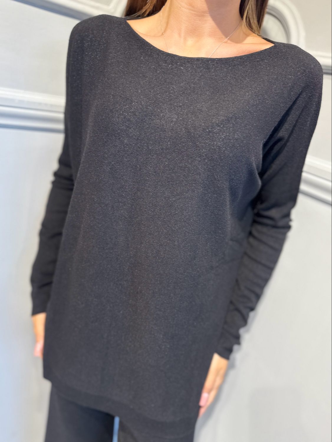 HAVE ONE - completo in maglia over scollo a barca HMG-R007 nero