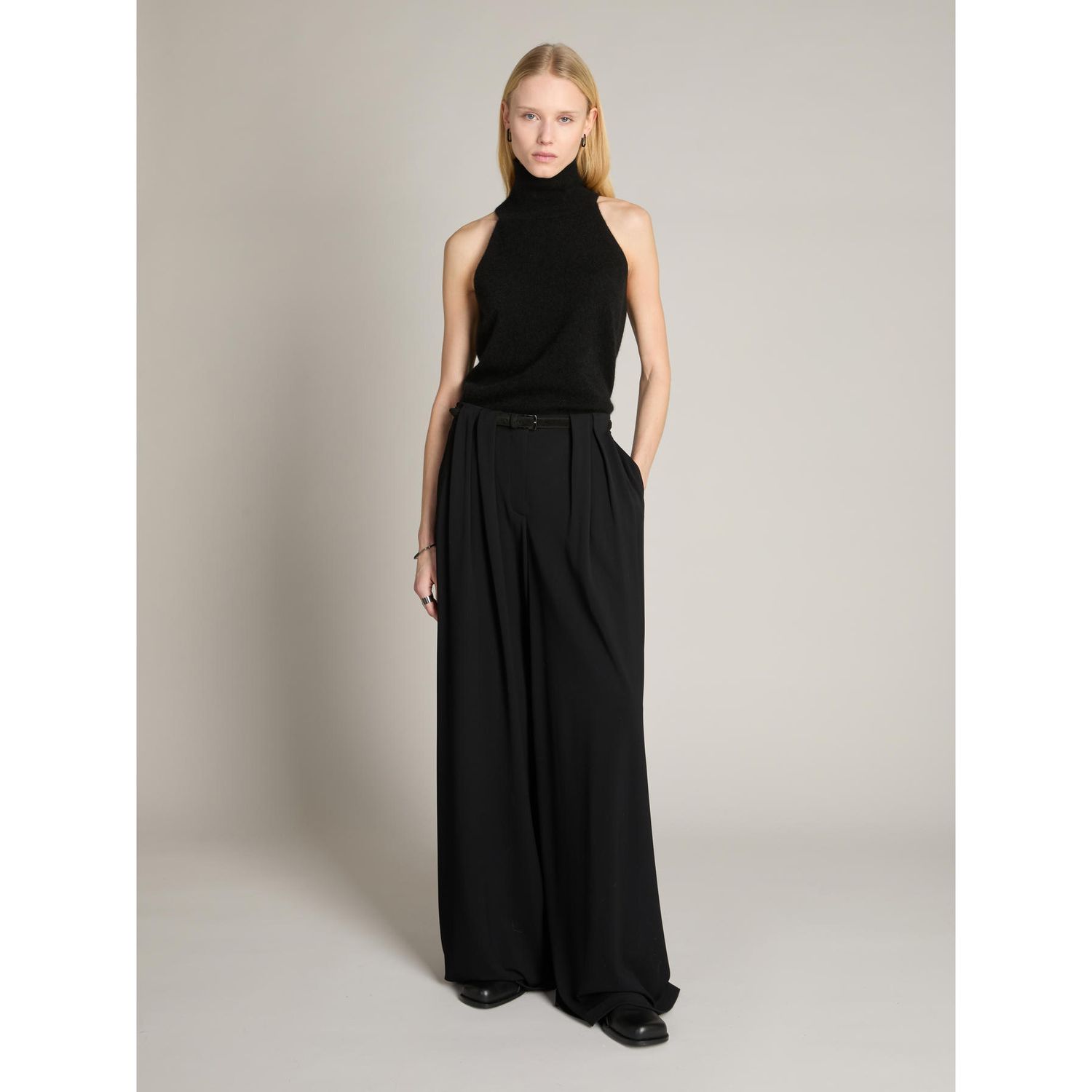 MM Max Mara - Pantalone in jersey punto milano fluido crepe MMLVENERE - Nero