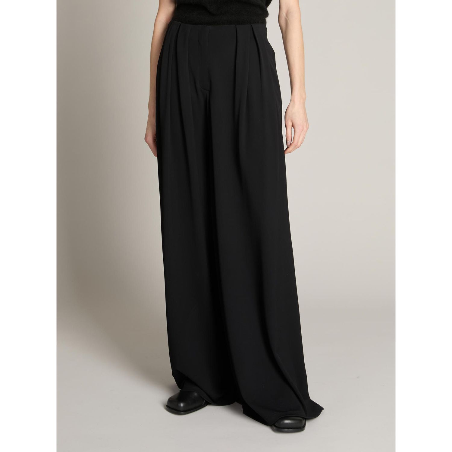 MM Max Mara - Pantalone in jersey punto milano fluido crepe MMLVENERE - Nero