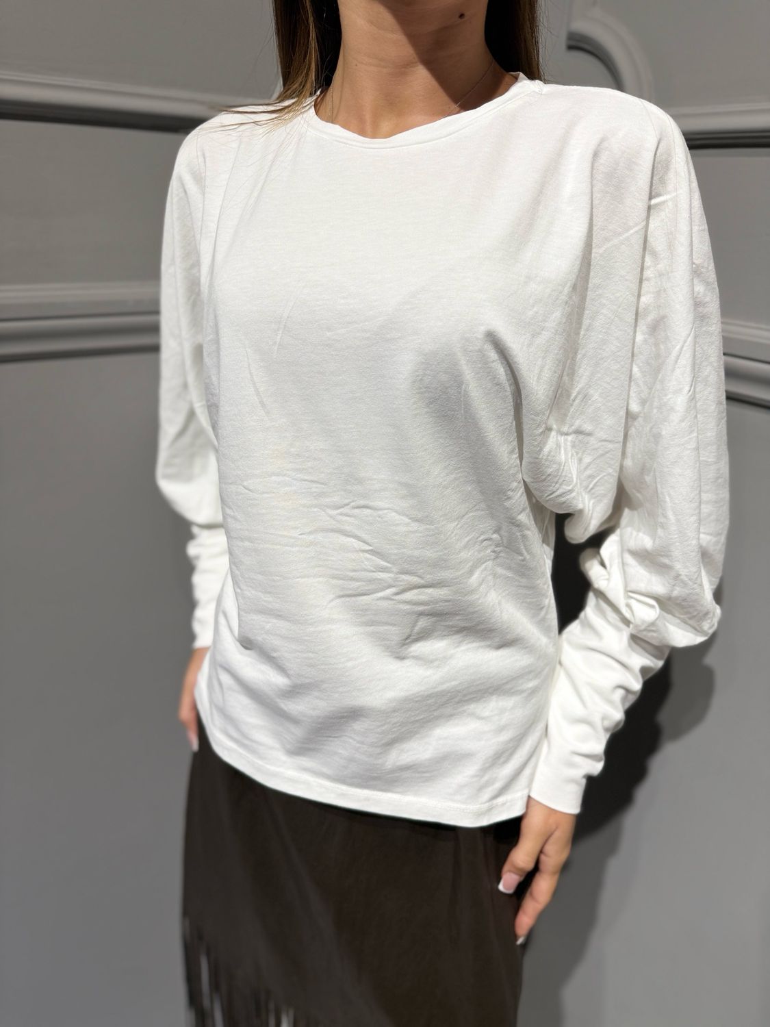 TENSIONE IN - t-shirt maniche 31014 arricciate panna