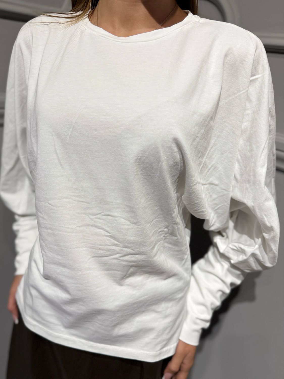 TENSIONE IN - t-shirt maniche 31014 arricciate panna