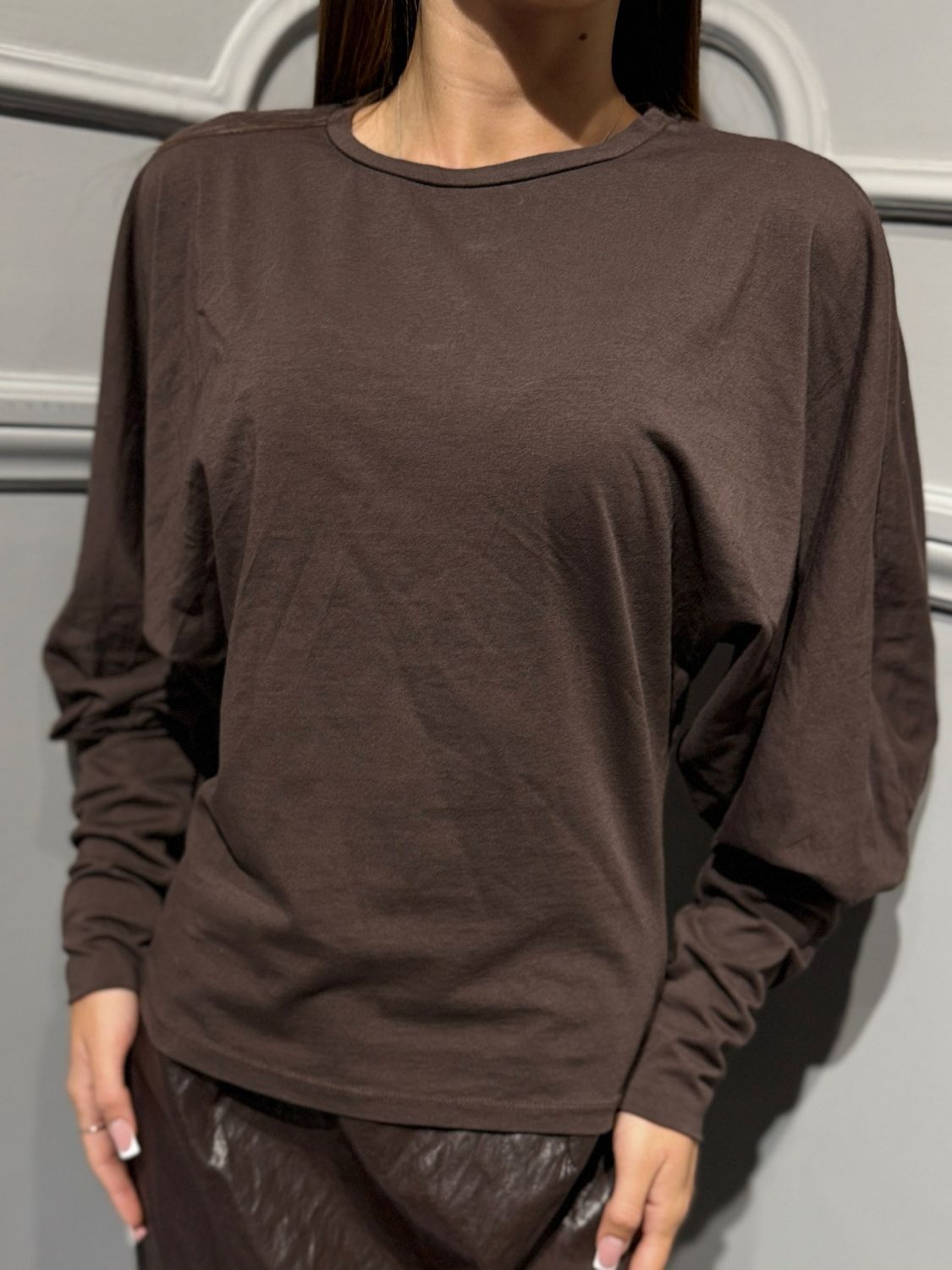 TENSIONE IN - t-shirt polsi a sbuffo moro 31014