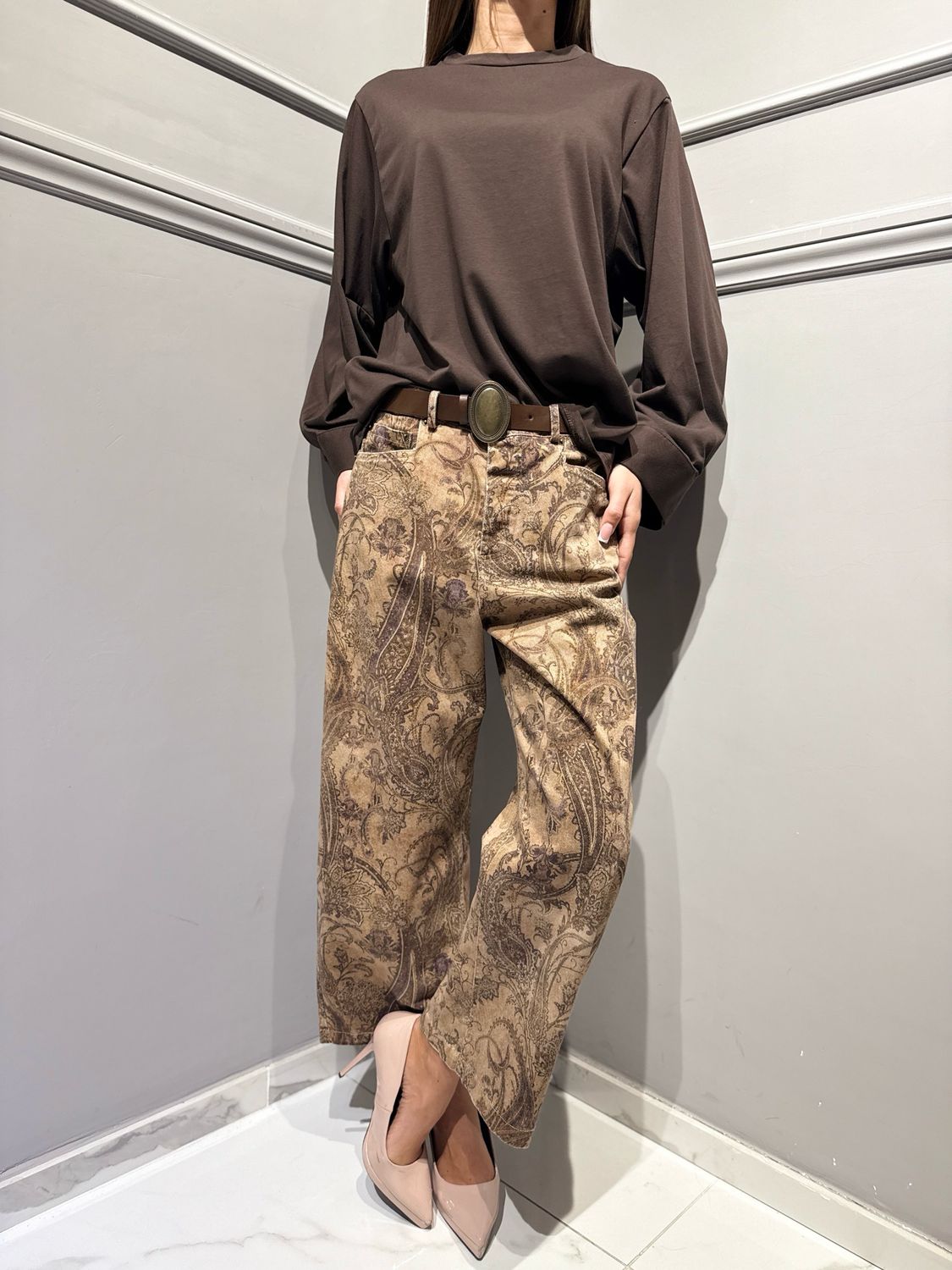 TENSIONE IN - t-shirt manica larga con polso W26M771 Moro
