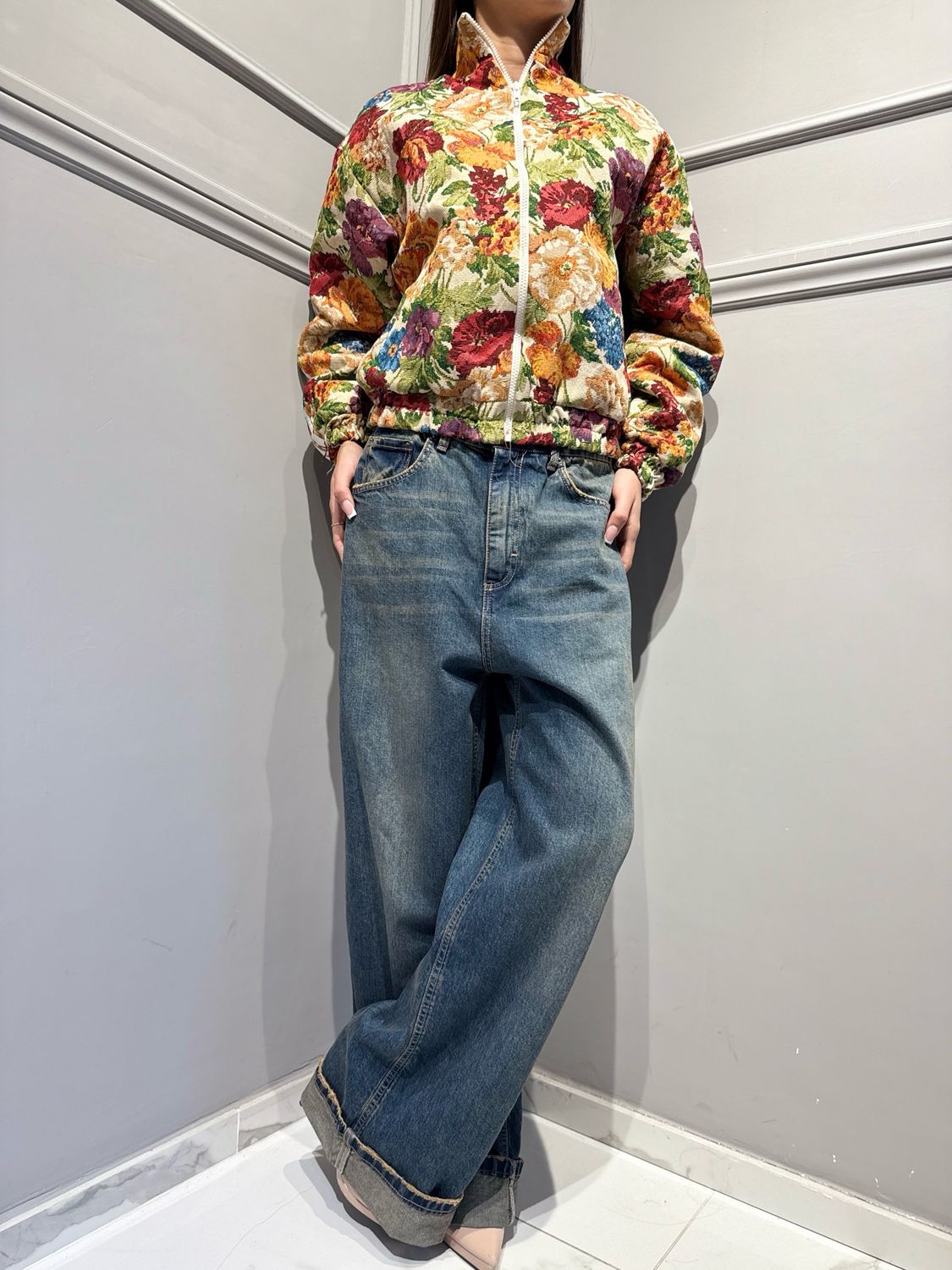TENSIONE IN - jeans risvolto NOELLE-blu