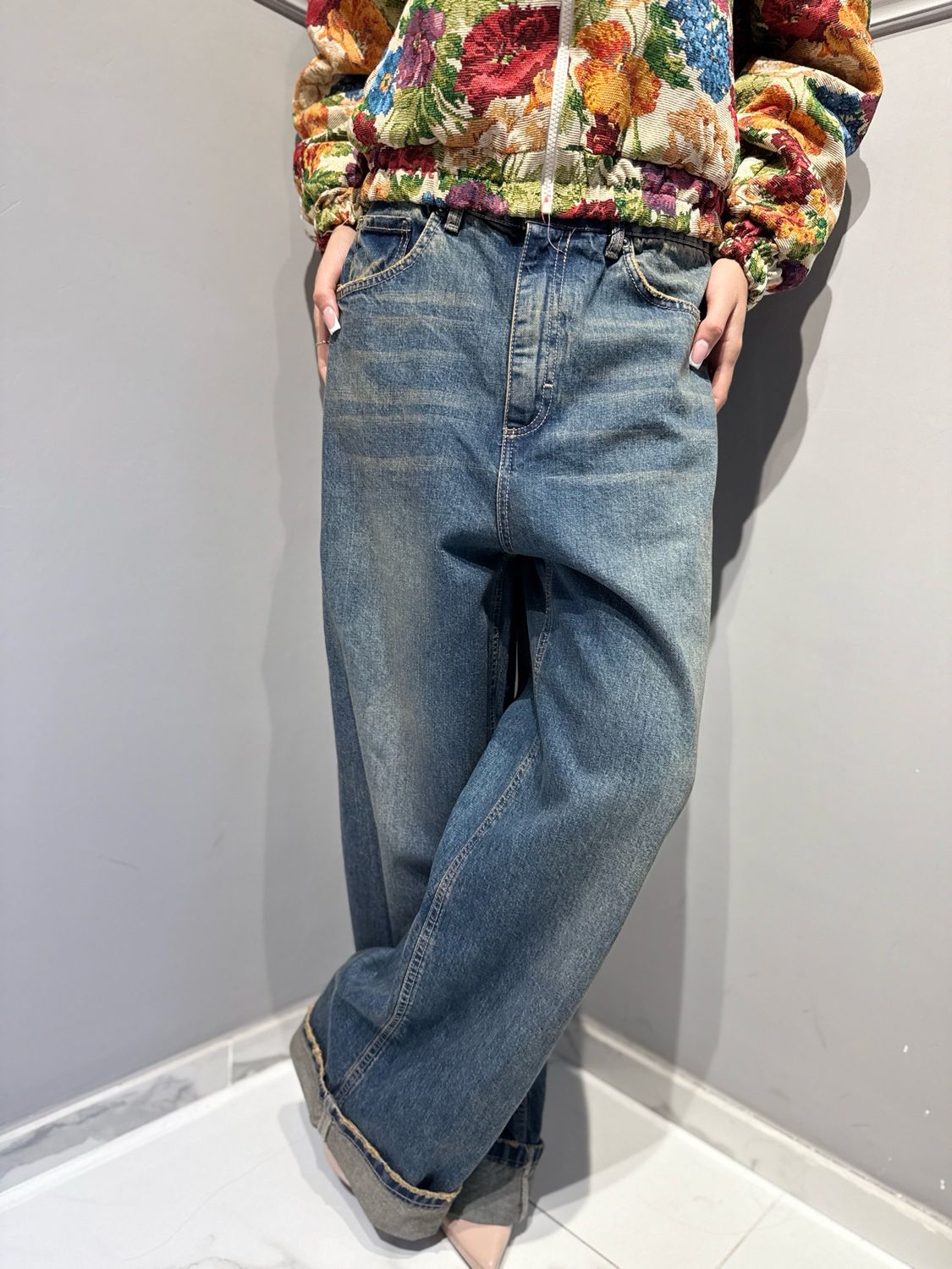 TENSIONE IN - jeans risvolto NOELLE-blu