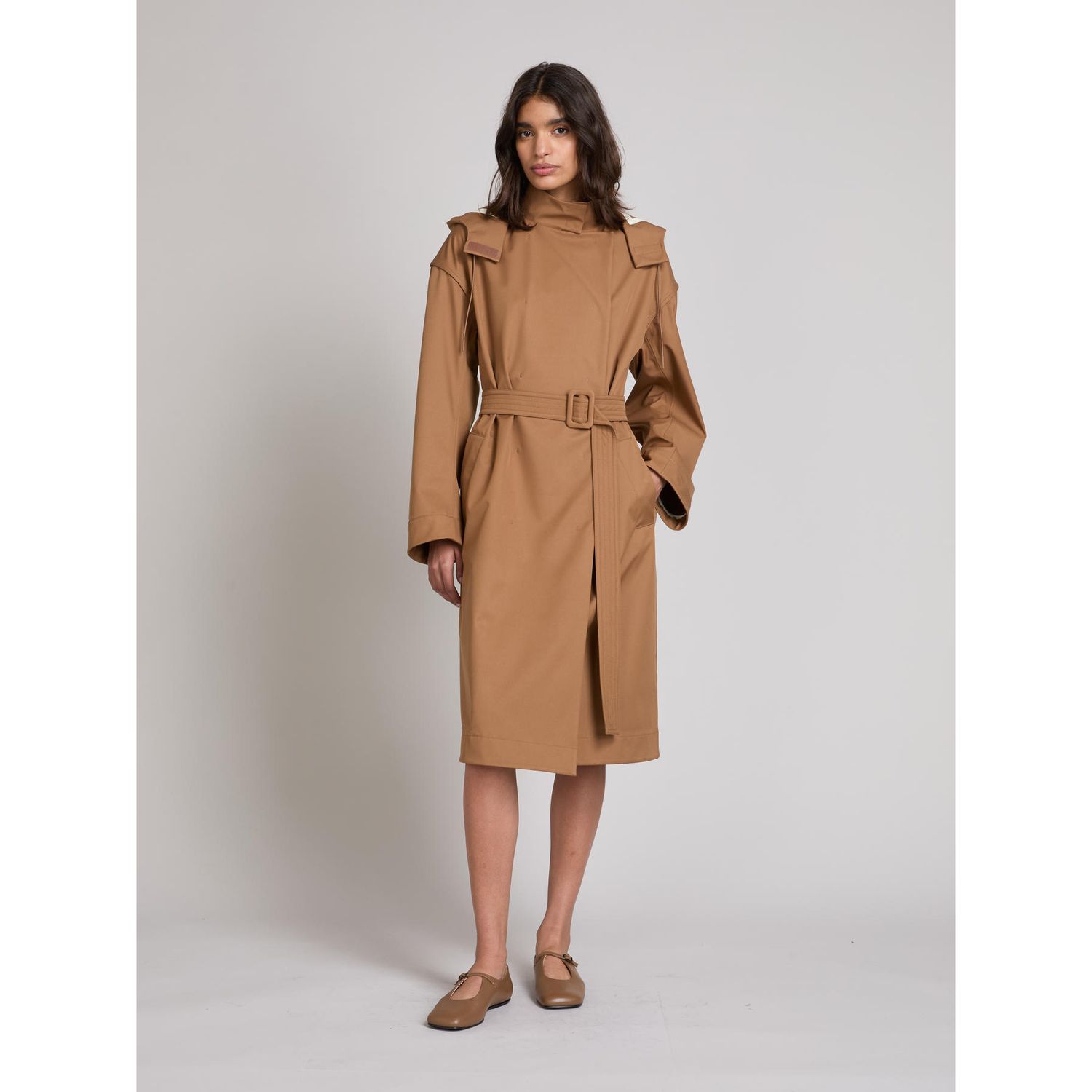 MM Max Mara - Trench twill antigoccia membranato tre strati MMLUTILITA - Noce