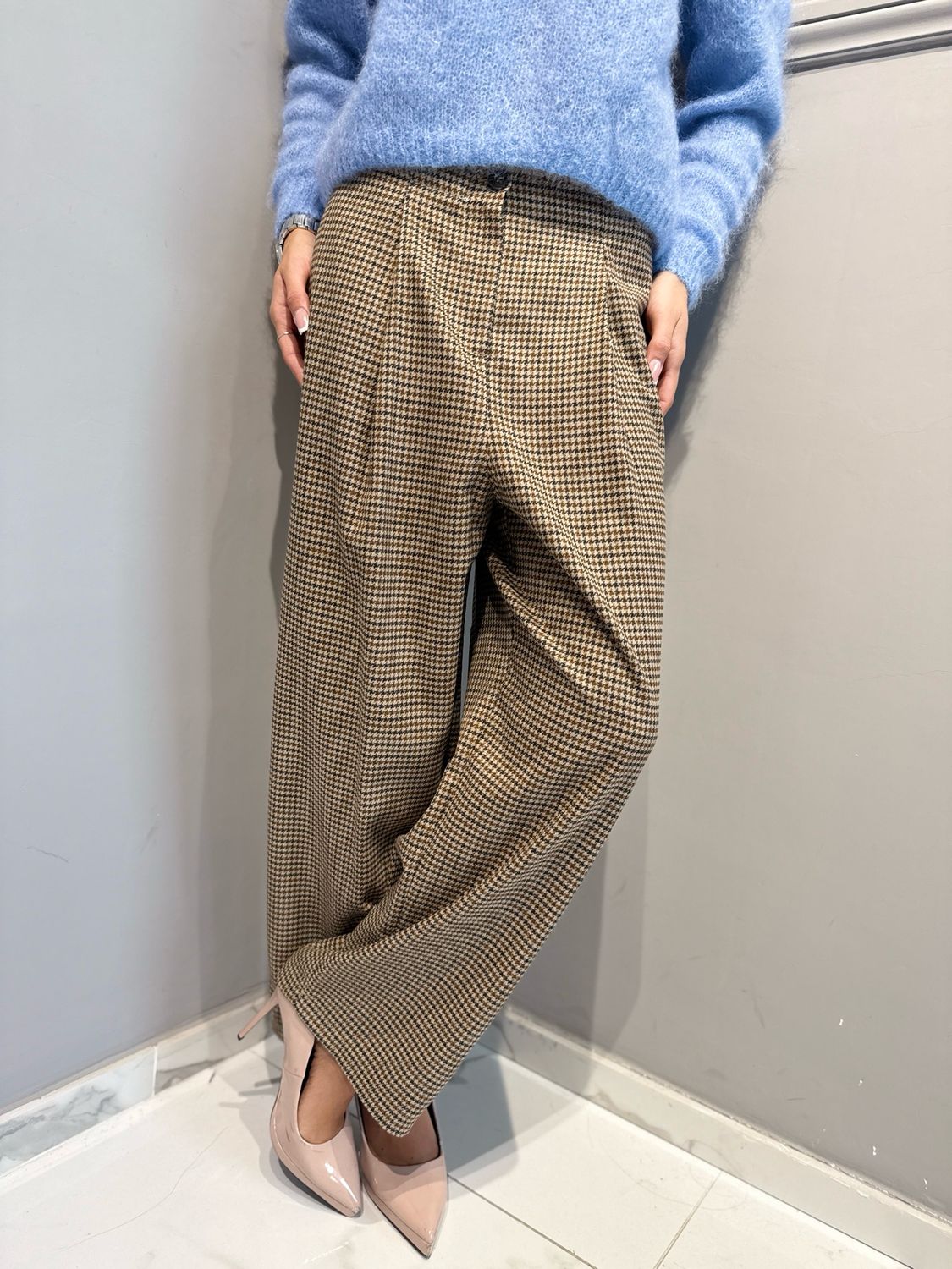 TENSIONE IN - pantalone con pences quadri 27P5078AI26CAMP quadro