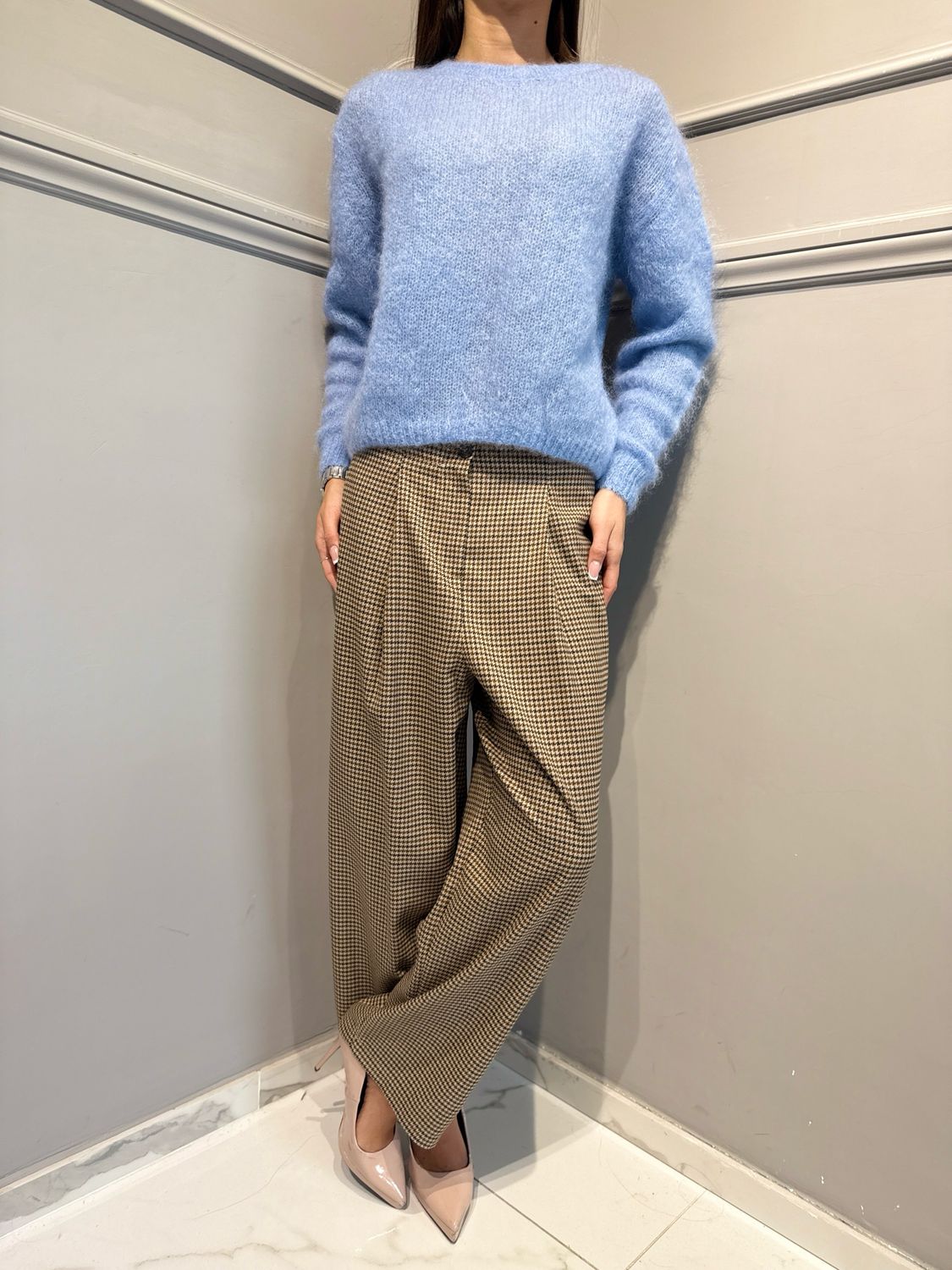 TENSIONE IN - pantalone con pences quadri 27P5078AI26CAMP quadro