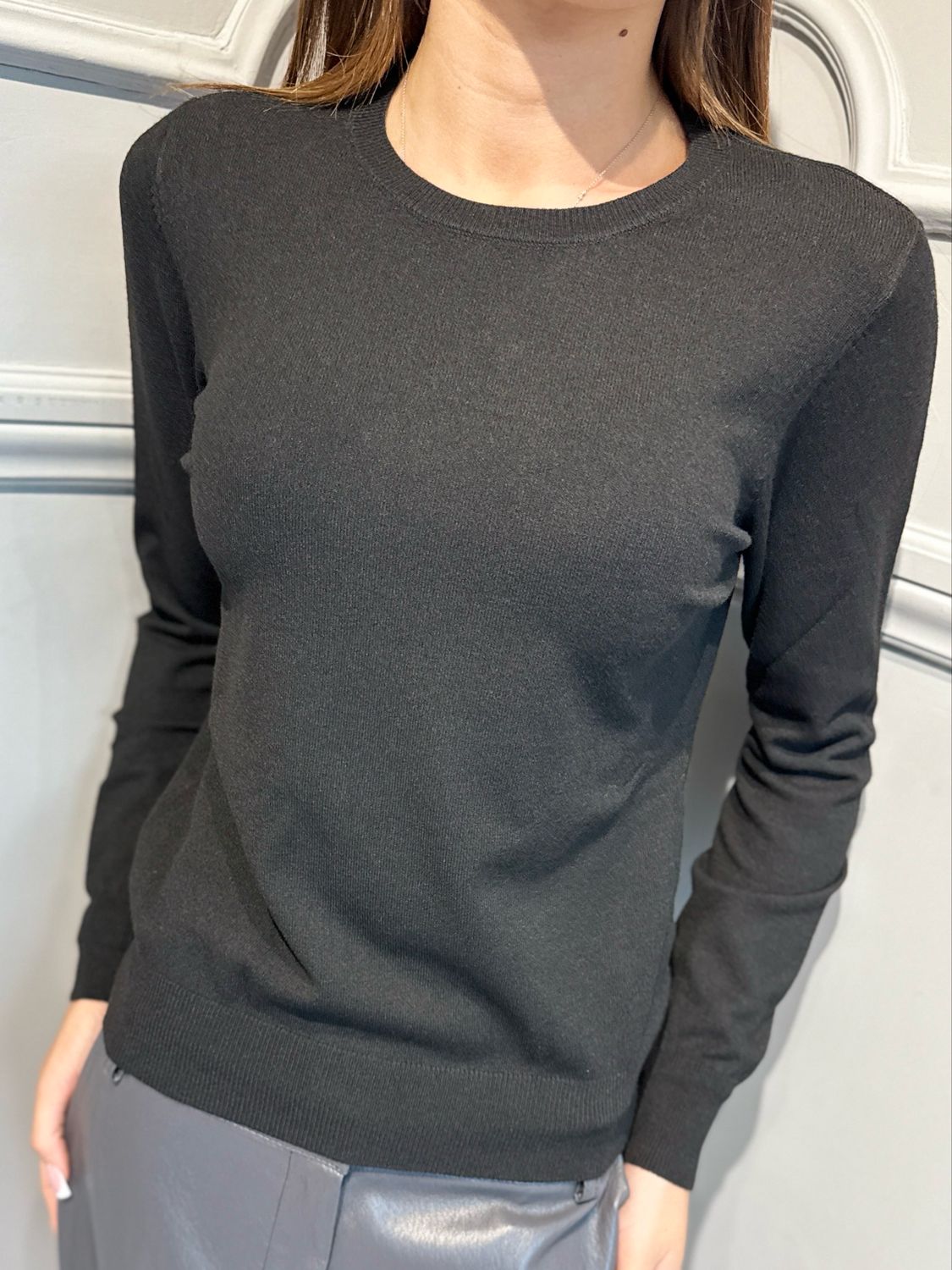 VICOLO - maglia giro in viscosa elasticizzato 2AC2055 nero