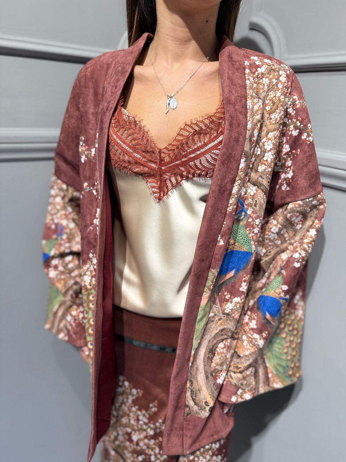 TENSIONE IN - kimono imbottito FW260134 pepe rosa