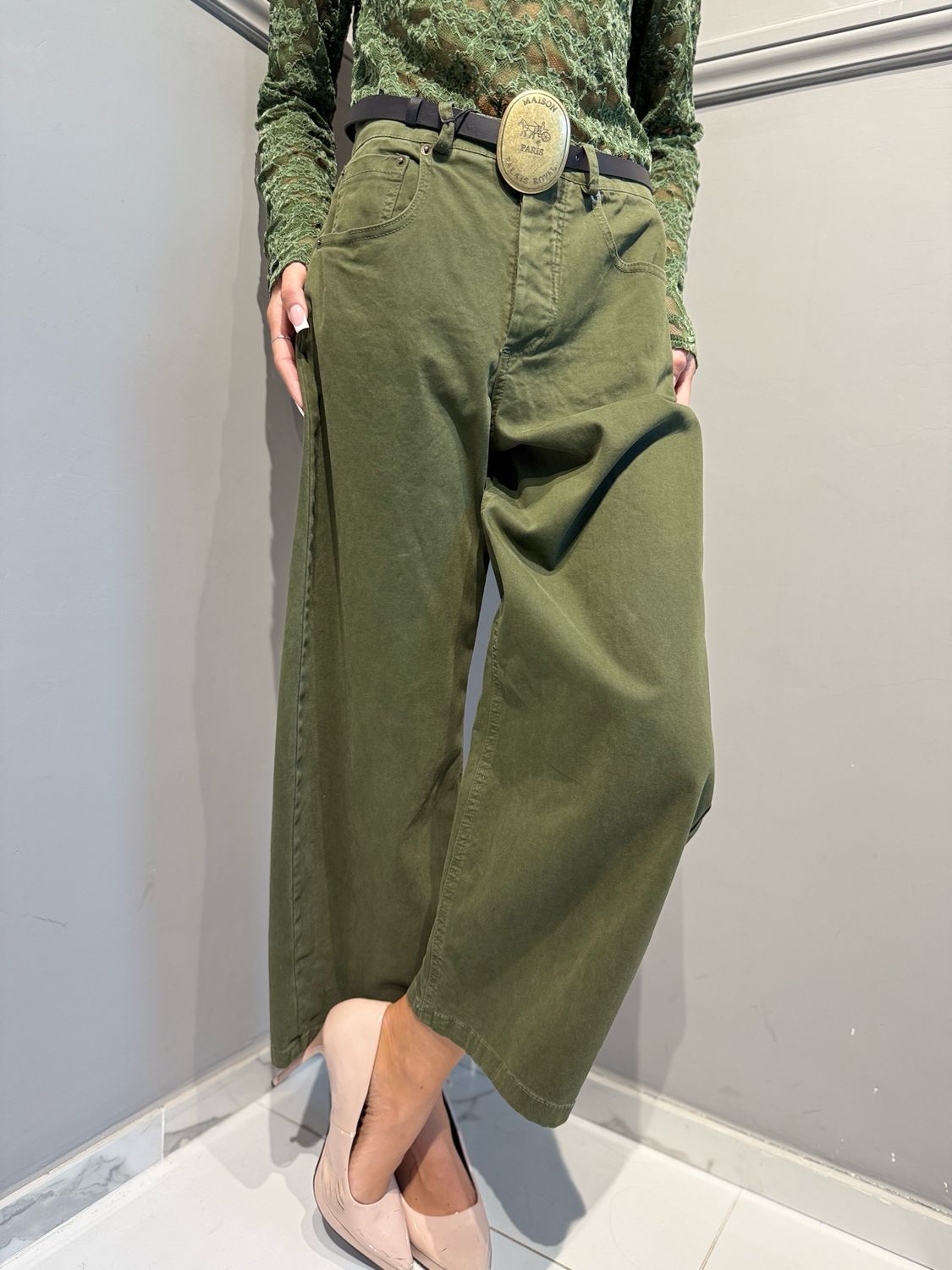 TENSIONE IN - pantalone W26P230 verde