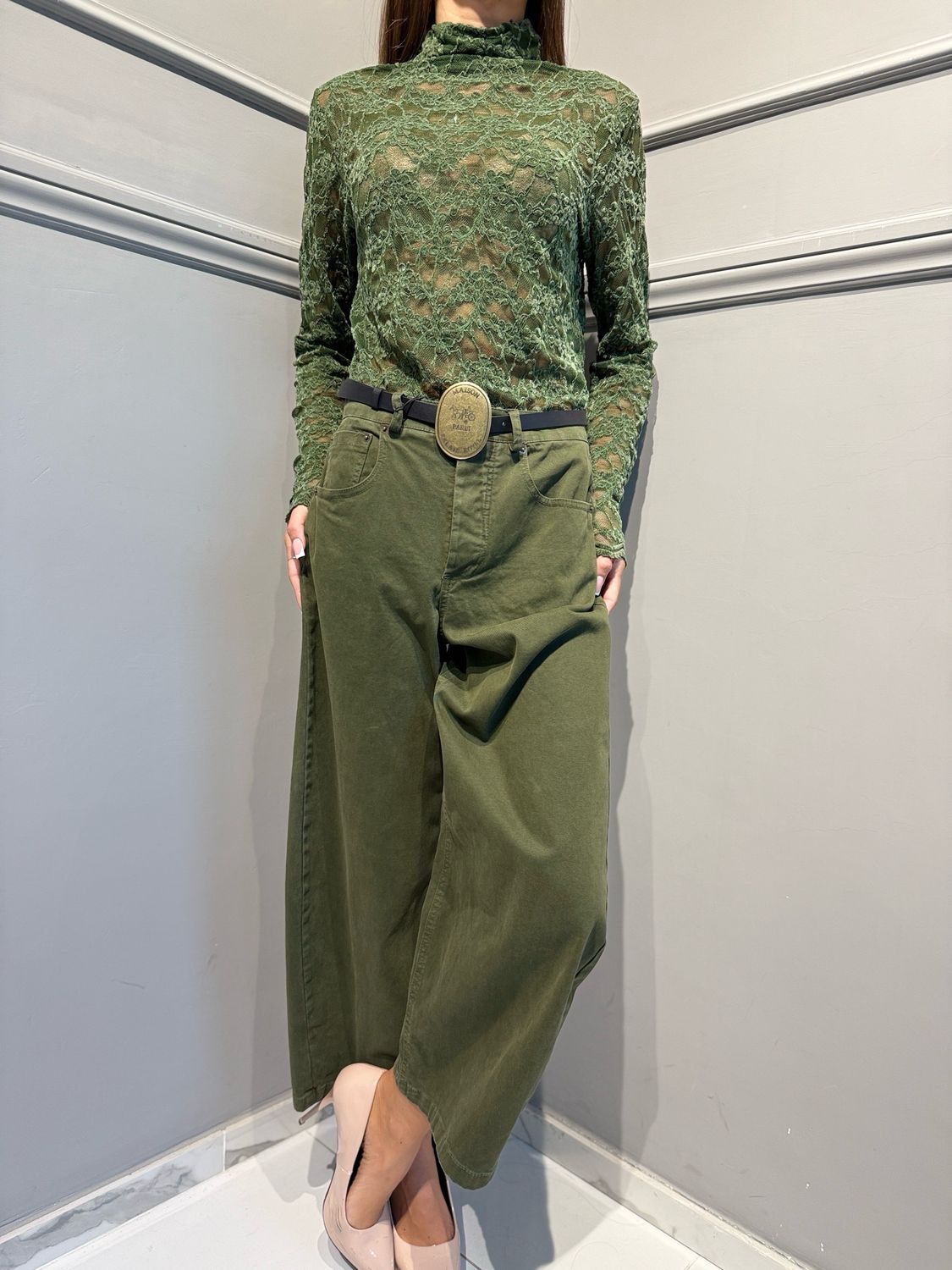 TENSIONE IN - pantalone W26P230 verde