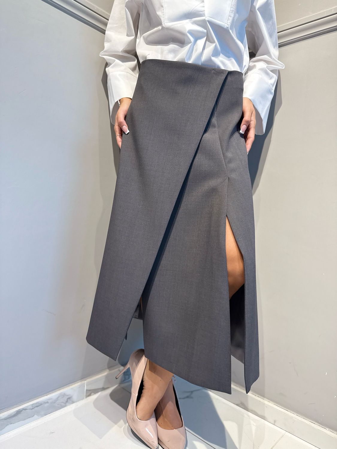 VICOLO - gonna con tagli TAC0777 grigio asfalto