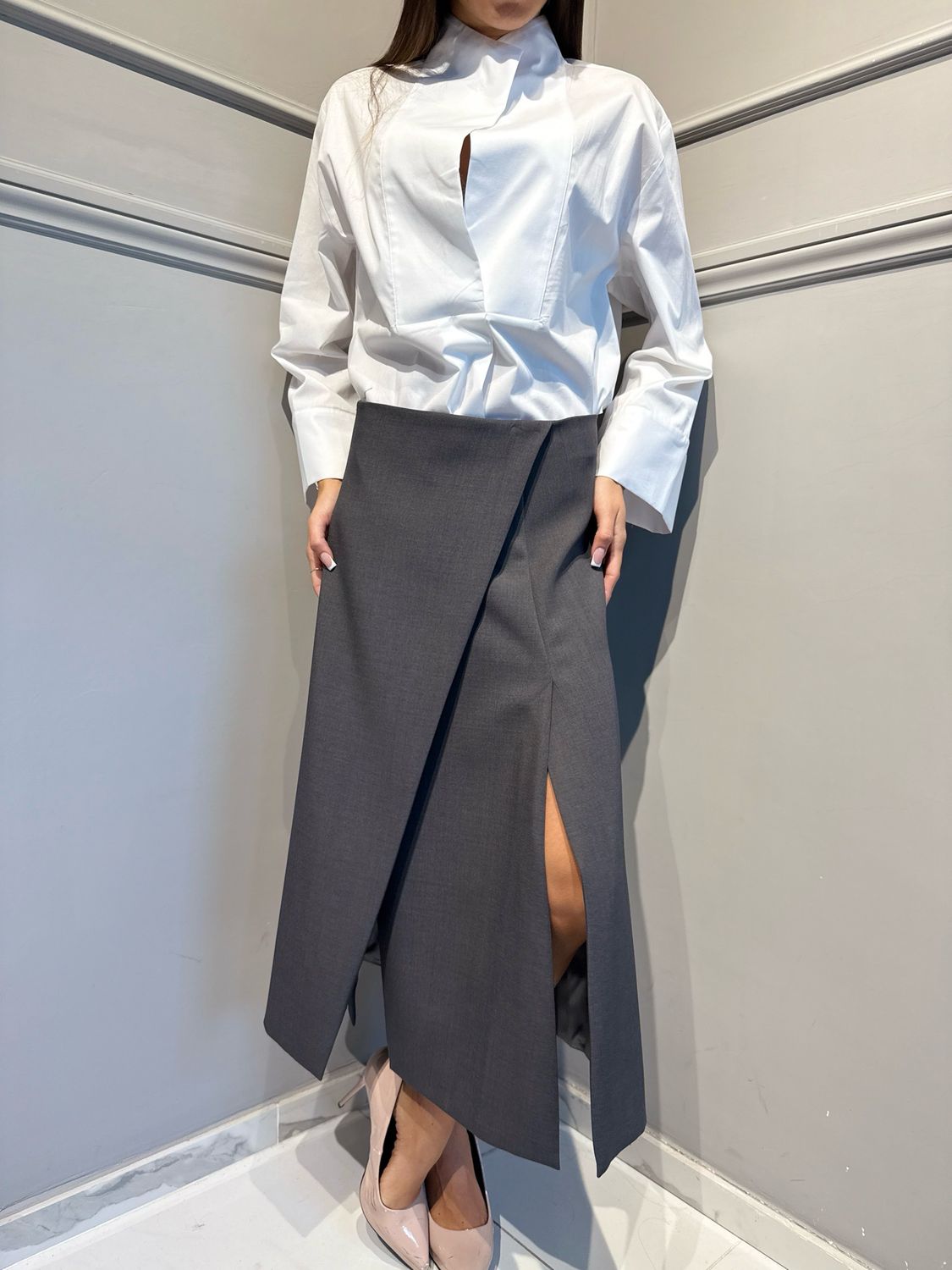 VICOLO - gonna con tagli TAC0777 grigio asfalto