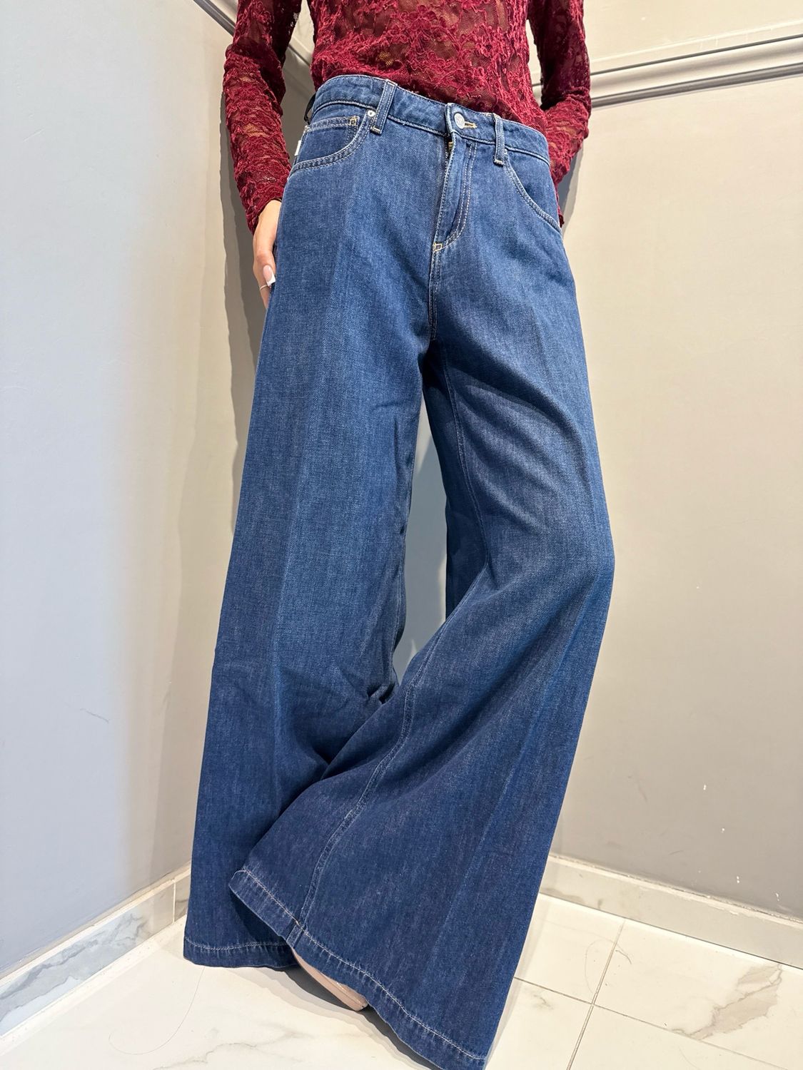 VICOLO - jeans a palazzo fluido DAC5074 denim blu