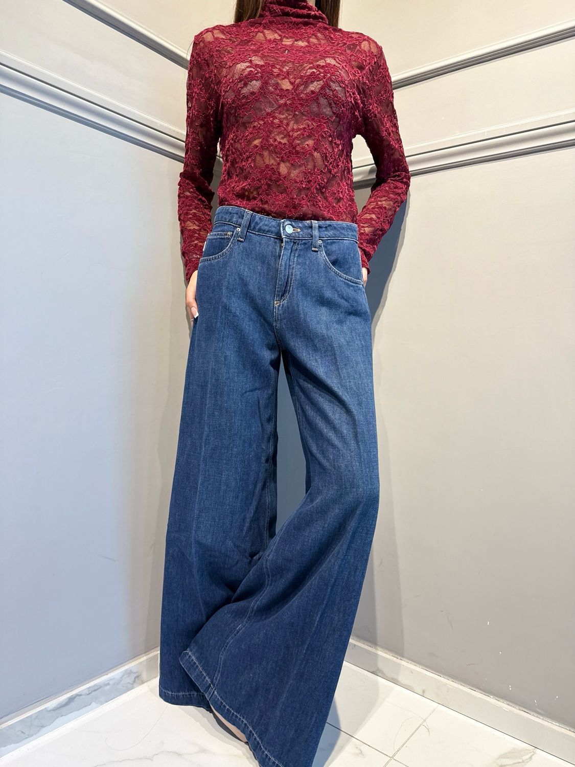 VICOLO - jeans a palazzo fluido DAC5074 denim blu