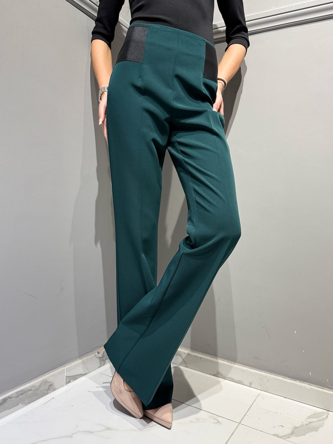 VICOLO - pantalone elasticizzato TAC1595 verde pino