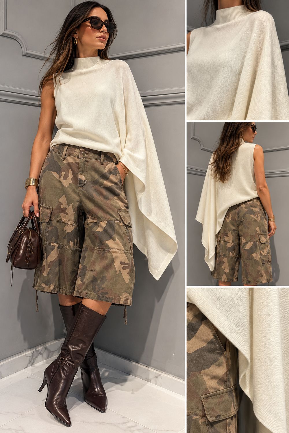 MEIMEIJ - PONCHO IN PURA LANA SKU: I6PM6FZ07100 panna