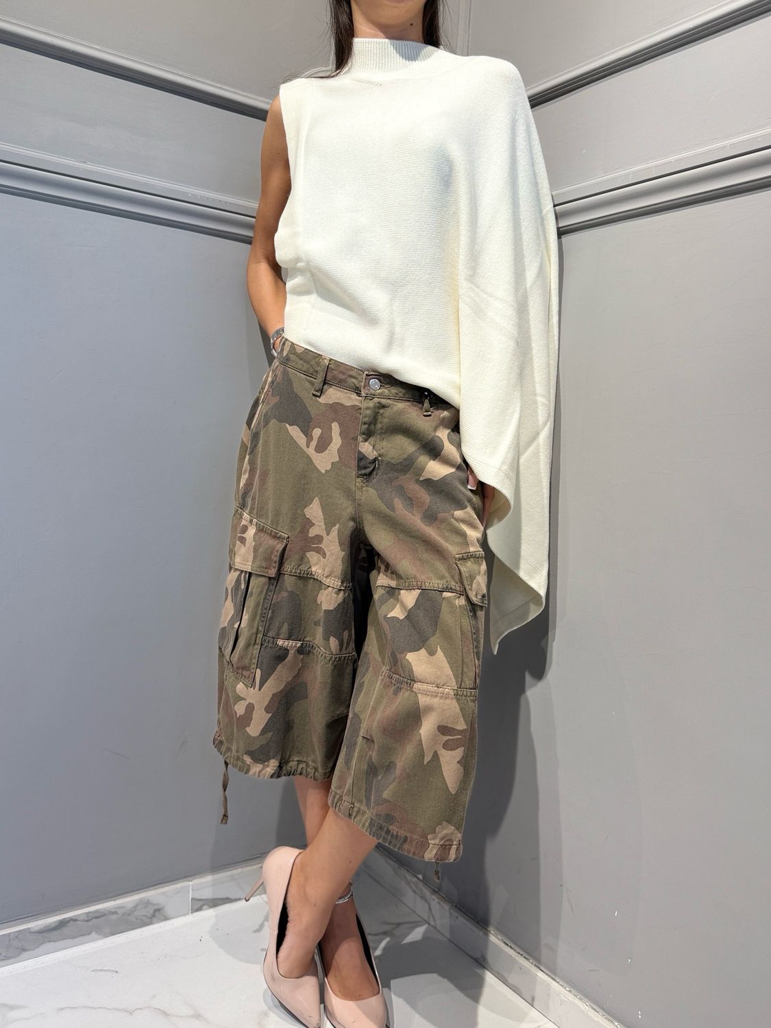 MEIMEIJ - PONCHO IN PURA LANA SKU: I6PM6FZ07100 panna
