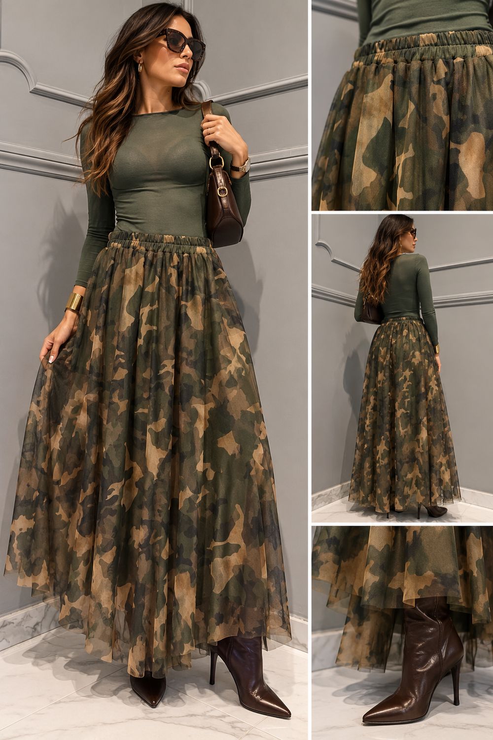 TENSIONE IN - gonna in toulle N50490AT CAMOUFLAGE