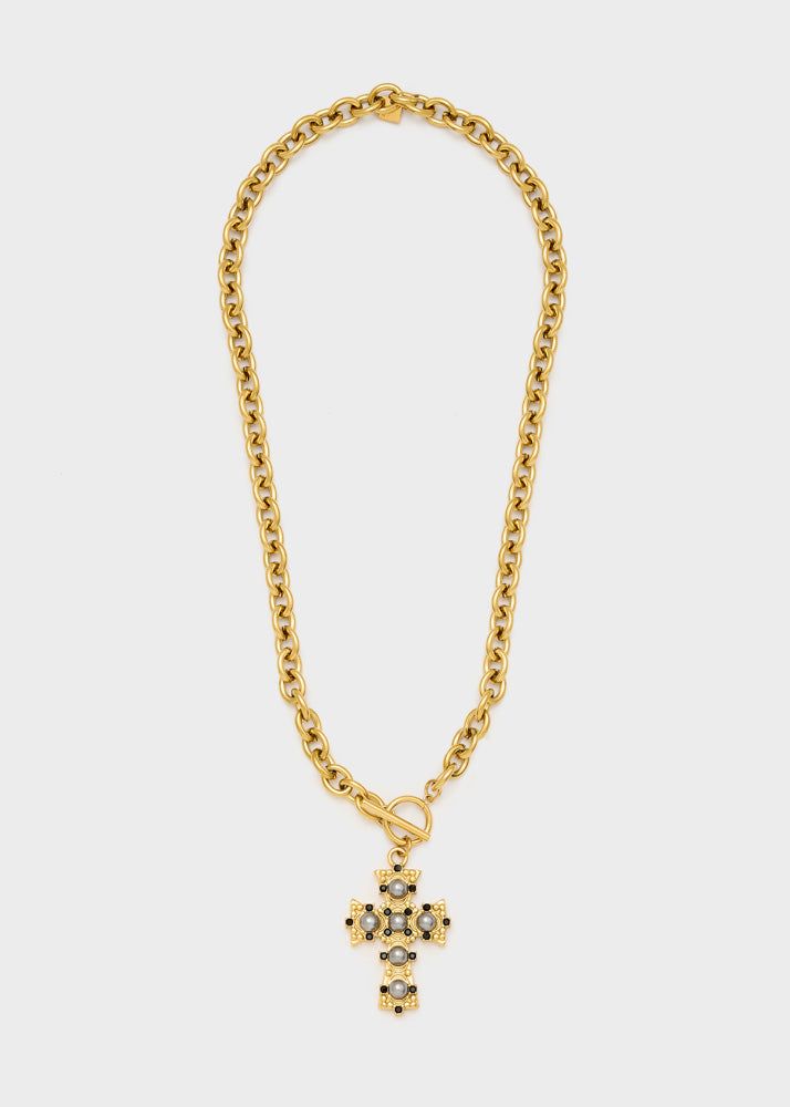 NALI' - Collana con perle e zirconi oro - PWCL0028