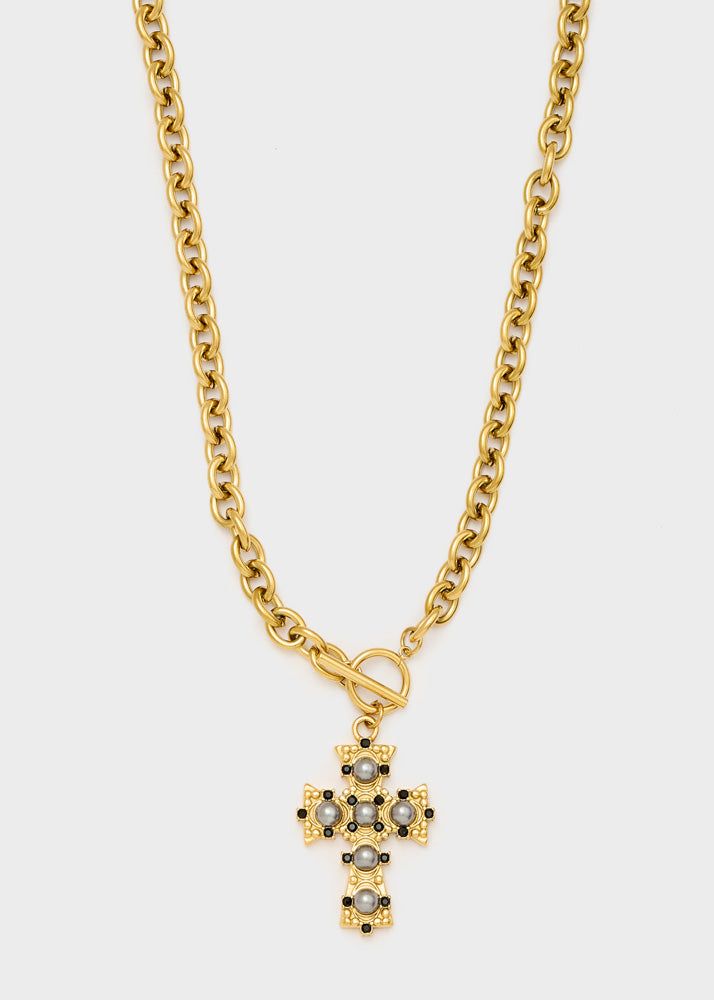 NALI' - Collana con perle e zirconi oro - PWCL0028