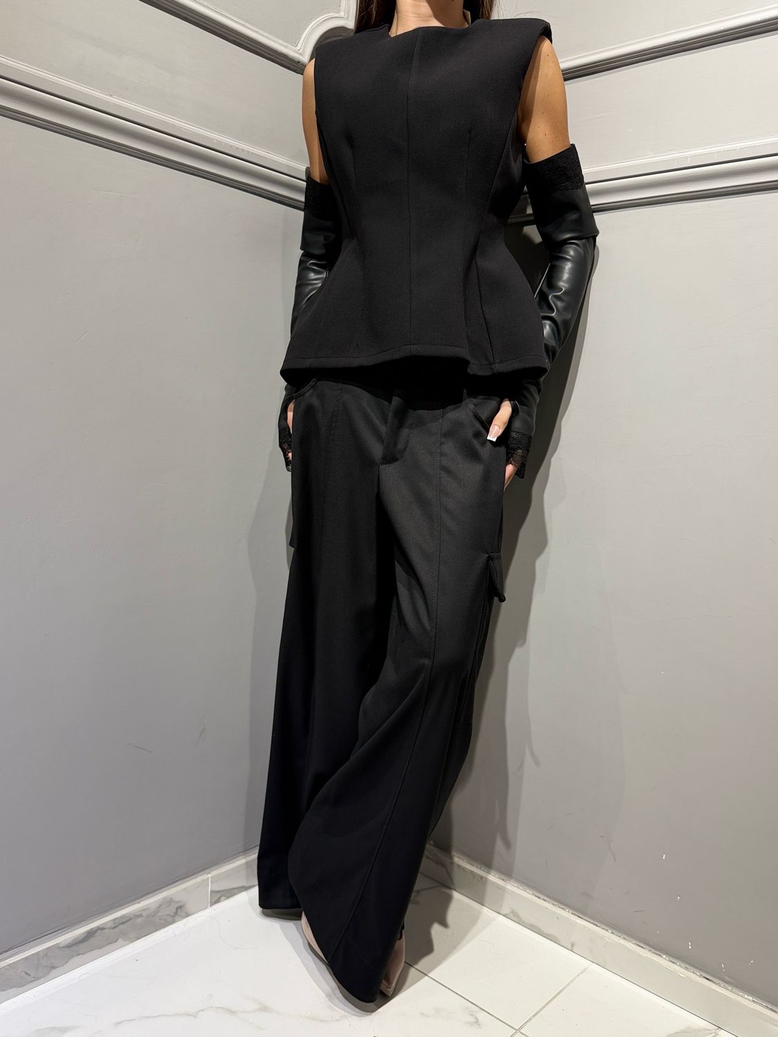 Tensione in - Top + guanti WQ1061 Nero