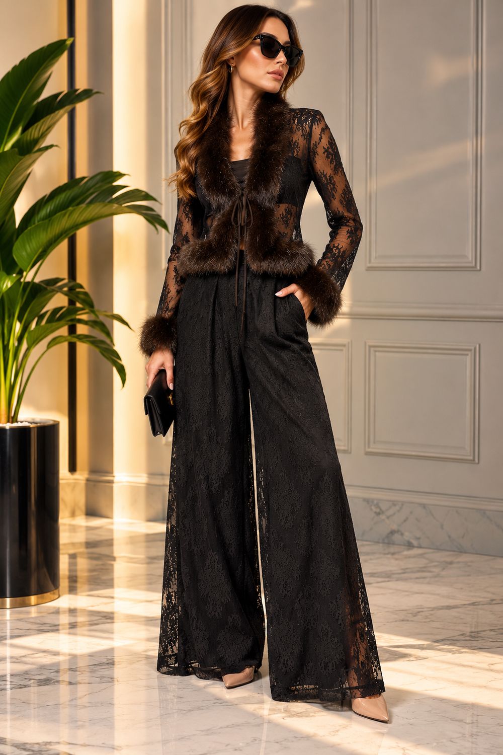 MOTEL - Pantalone con cintura 104-P1072FW26N Nero