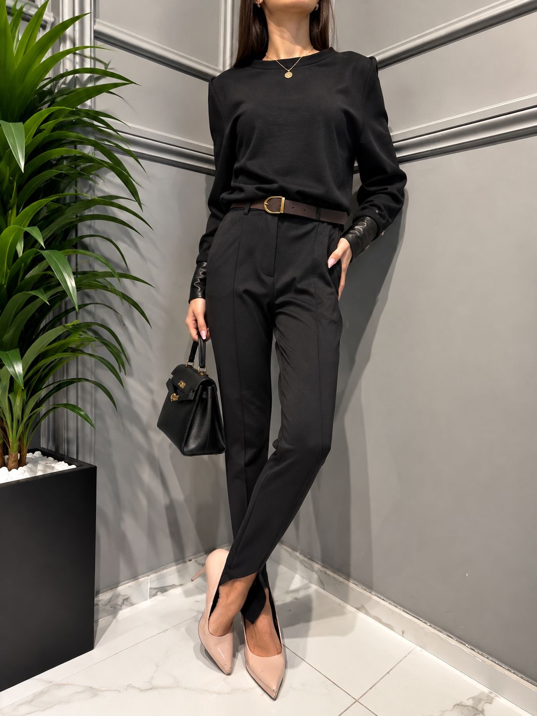 Tensione In - pantalone con staffe FW260194 nero