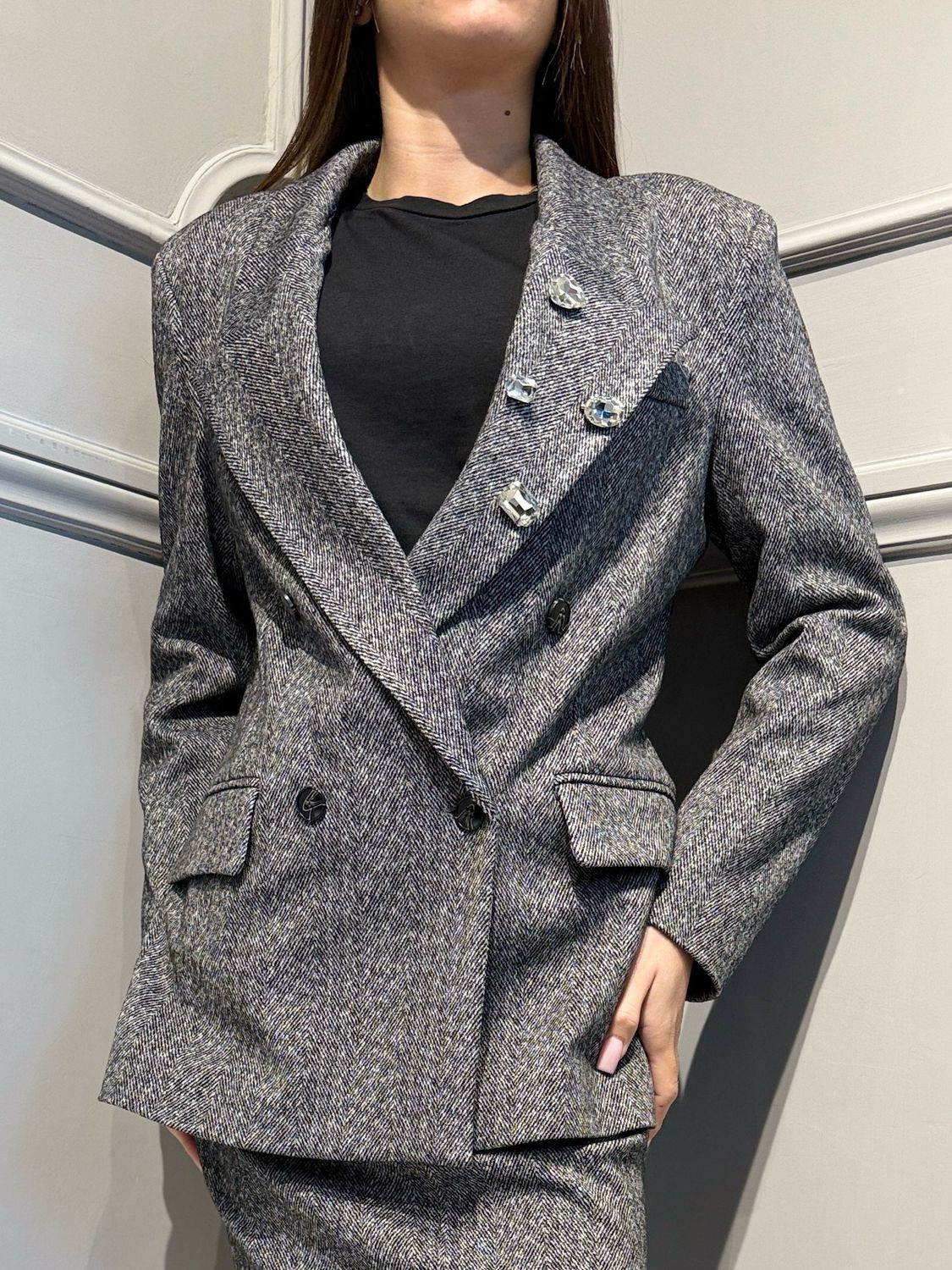 Tensione in - Giacca con pietre 27B6772 Nero/Bianco