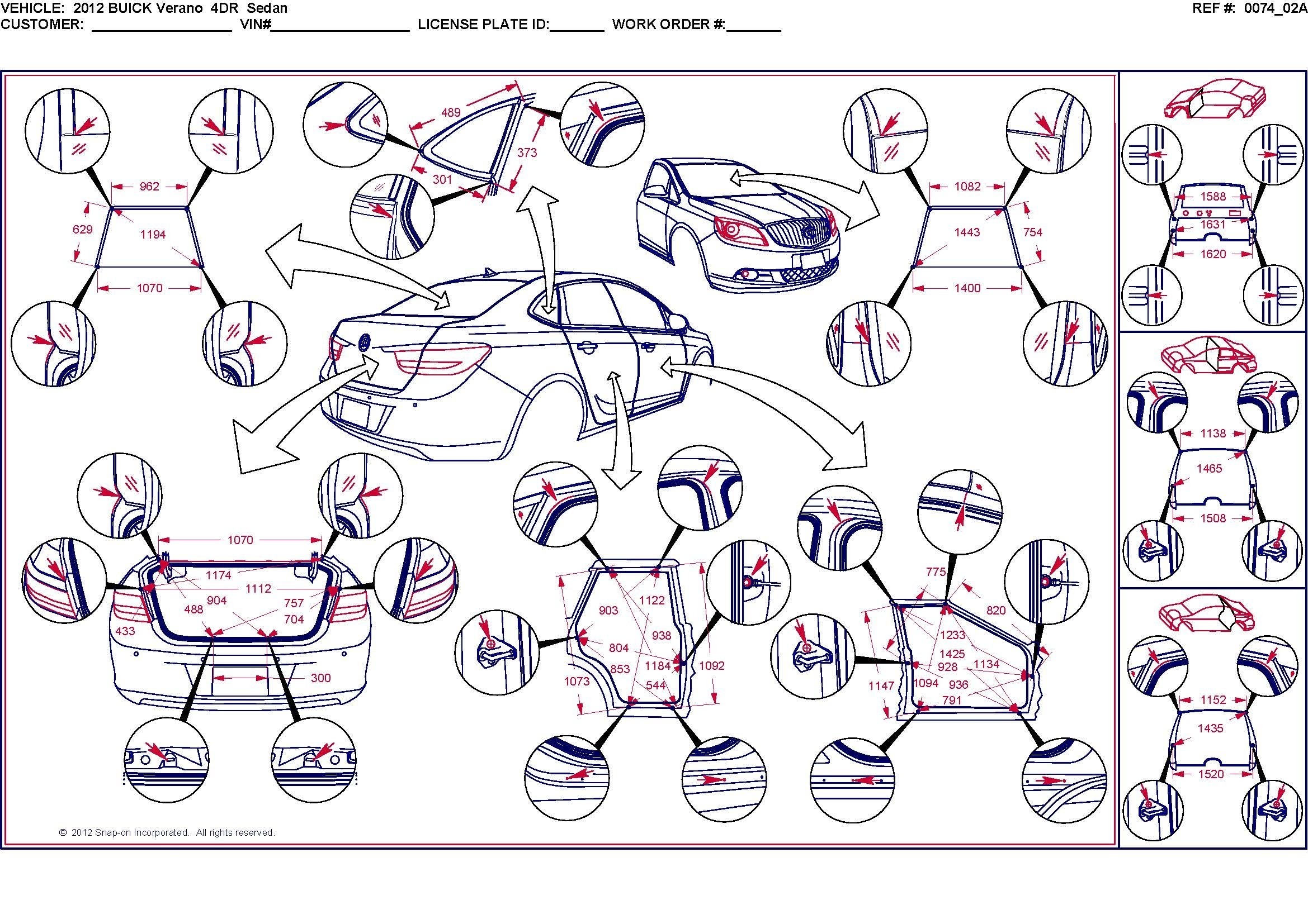 Схема контрольных точек. Точки кузова Opel Astra j.