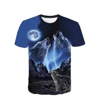 T-Shirt Blue - 2 Wolves Full Print