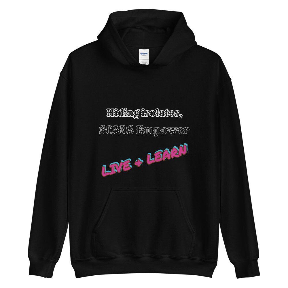 Hoodie Black - Live &amp; Learn, peace range by wheeler, Size: S