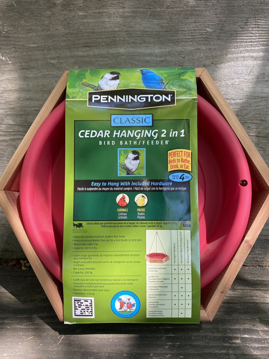 Pen Cedar Hanging Bird Bath