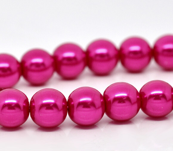 20 perles nacrées Renaissance 10 mm fuchsia