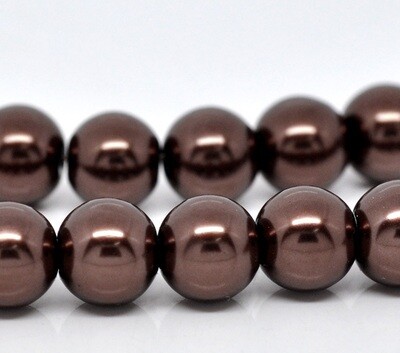 20 perles nacrées Renaissance 10 mm chocolat
