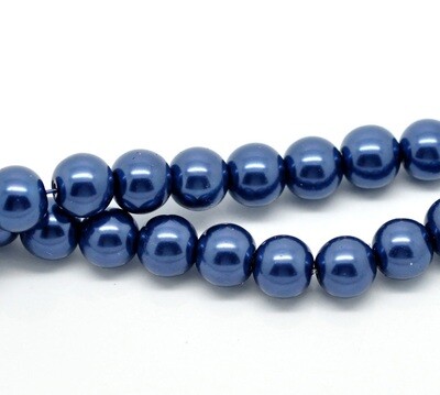 20 perles nacrées Renaissance 10 mm bleu marine