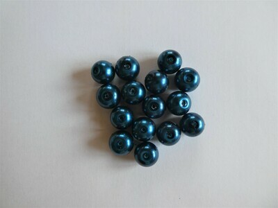 20 perles nacrées Renaissance 10 mm bleu nuit